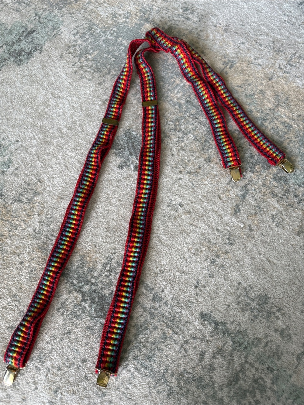 Rainbow Striped Knit Suspenders - Pride
